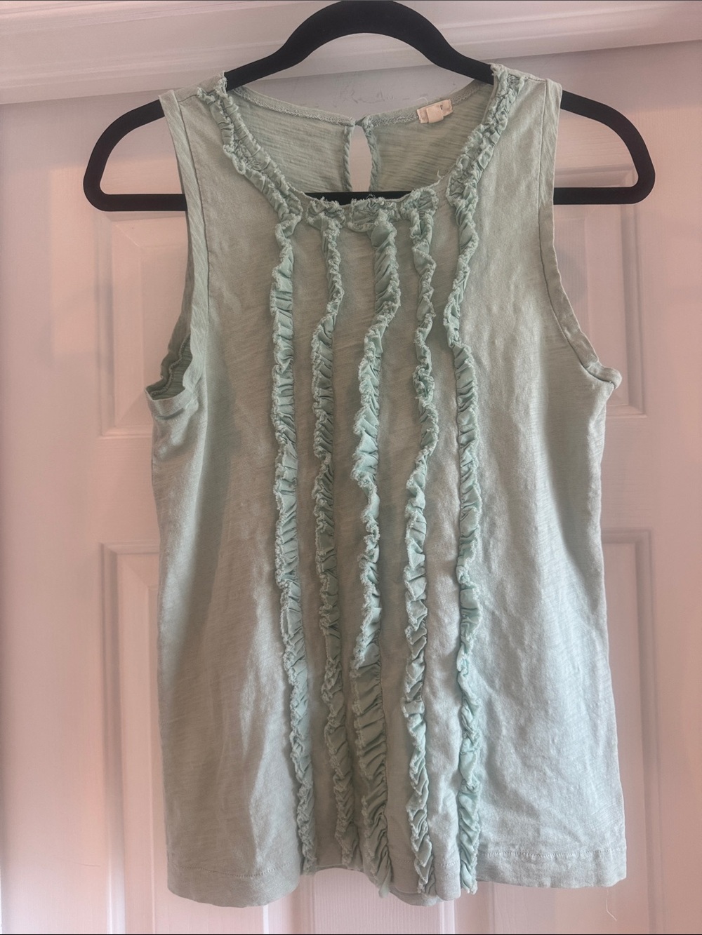 J Crew Ruffle Mint Green Tank Top XS